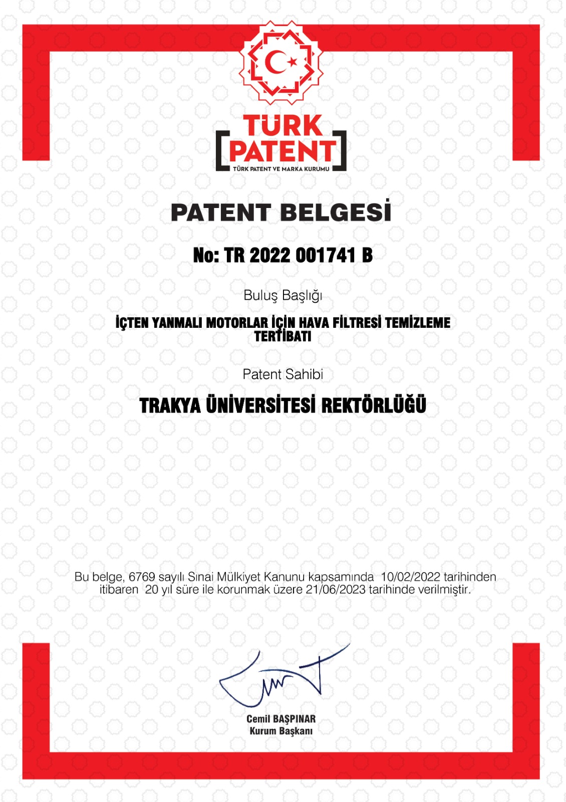 ÖĞRETİM ÜYEMİZİN BULUŞU PATENT ALDI